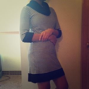 Black and white striped dress