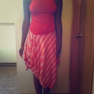 Spandex red and white dress