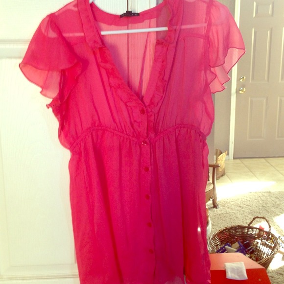 Coral sheer top