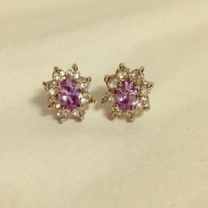 Lady Oval cut Lavender Stud Fashion Earrings