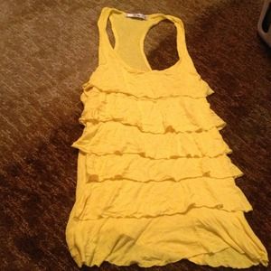 Yellow razorback ruffle tank