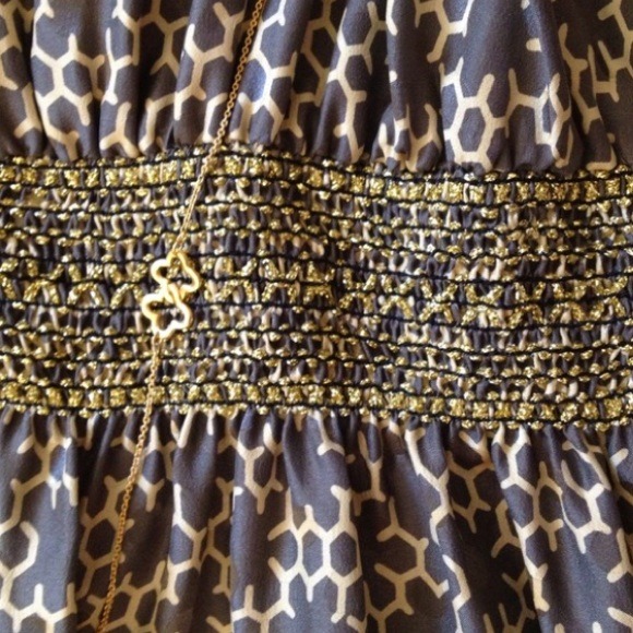 ANTHROPOLOGIE 100% Silk Gray & Cream Dress - Picture 4 of 4