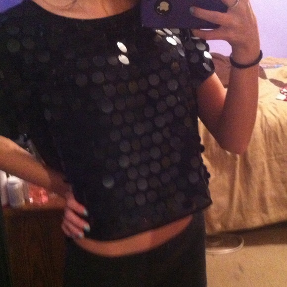 Sequined black top, really cute