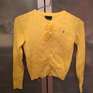 Polo by Ralph Lauren yellow ruffle cardigan xs
