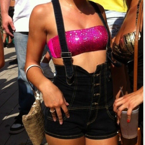 High Waisted Overall Shorts