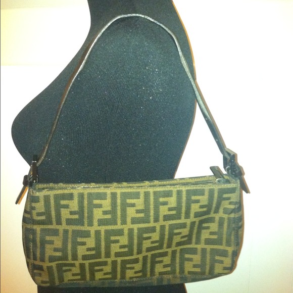 FENDI Handbags - Authentic Fendi  Dark Brown Zucca Canvas Pochette