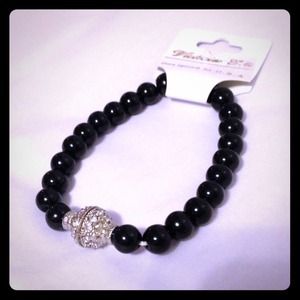 Black Glass Pearl Bracelet