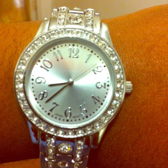 Beautiful silver and cubic zirconia watch