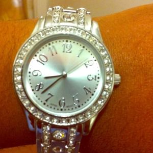 Beautiful silver and cubic zirconia watch