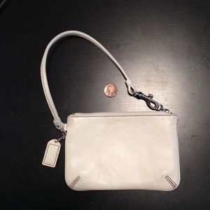 SOLD!!! White leather Coach wristlet