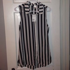 H&M black and white sheer top.