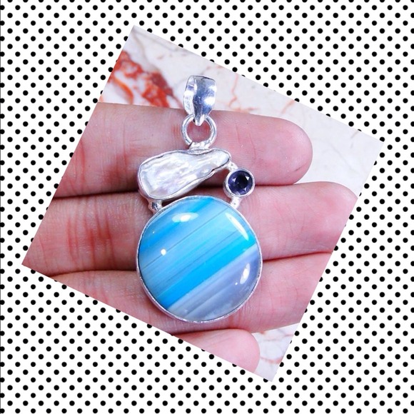.925 striped onyx & MOP pendant- never worn!!