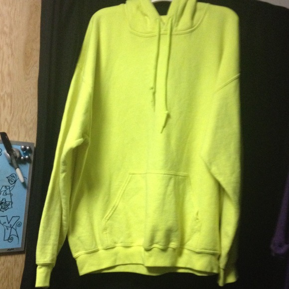 Neon yellow pull over hoodie