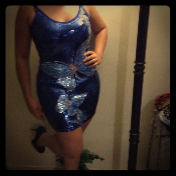Blue sequin with butterflies dress**reduced**