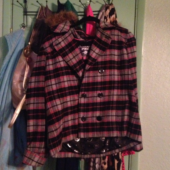 Victoria's Secret pink plaid peacoat