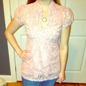 Pink, Lacey top with small v-neck