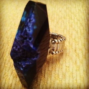 Onyx & Blue Druzy Ring