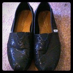 Black glitter Toms (please read)