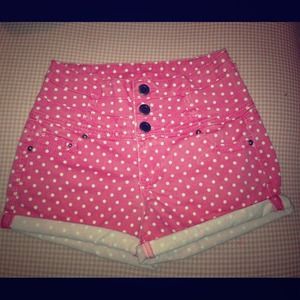 Pink Polka Dot High Waisted Shorts
