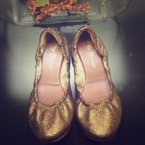 Gold metallic ballet flats