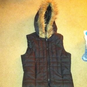 Black and fur vest