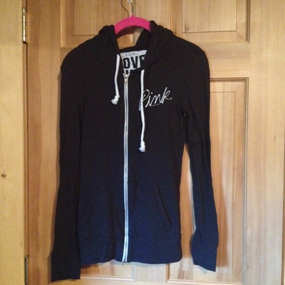 Victoria's Secret Pink Black zip up hoodie