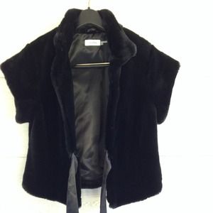 Faux Fur Bolero with satin tie/bow.
