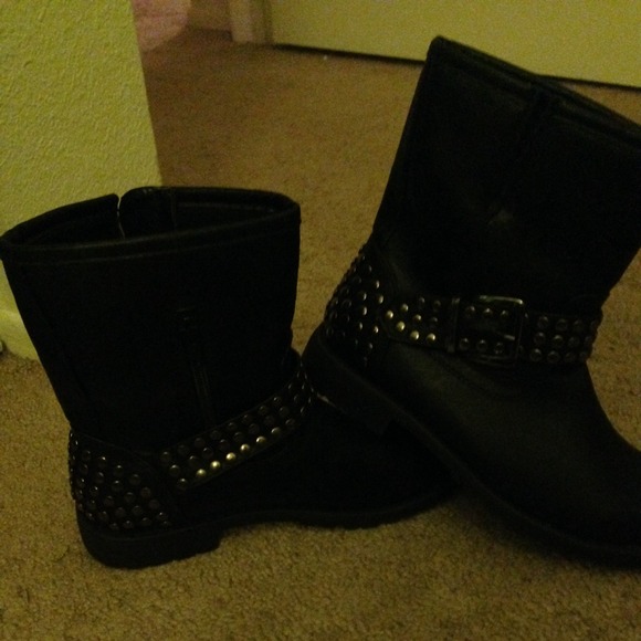 Black studded Biker boots - Picture 2 of 2