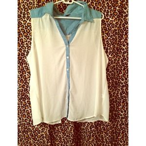 White and denim blouse