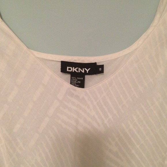 White linen DKNY dress . Mid calf . Like new