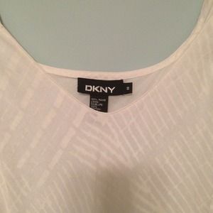 White linen DKNY dress . Mid calf . Like new