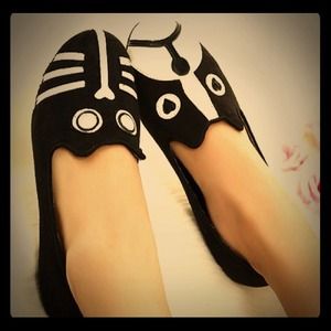 Cat dog velvet flats.