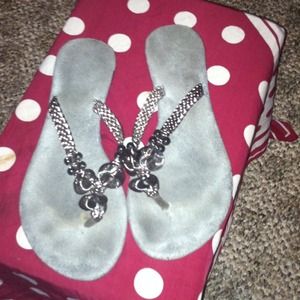 grey beaded sandals