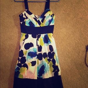 White, black, blue, and green tank dress.