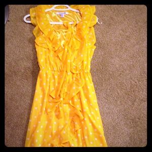 🚫SOLD🚫 Yellow with white polka dots formal dress