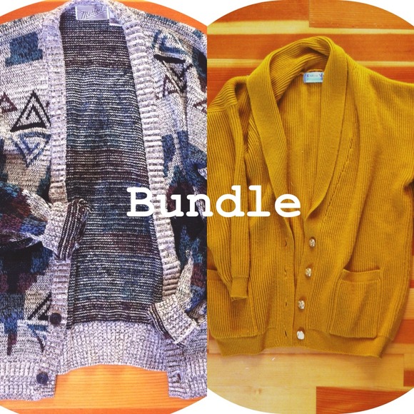 GEO GRANDPA CARDI & YELLOW/GOLD BUTTON CARDI