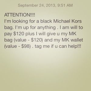 in search of a black MK bag