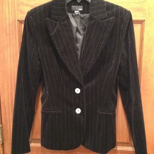 H&M pinstripe velour blazer with pearl buttons
