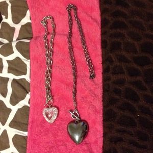 2 heart necklaces
