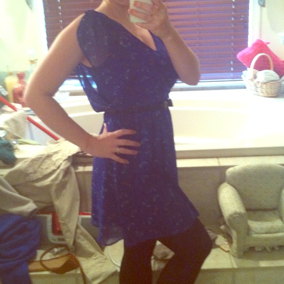 Blue butterfly print dress