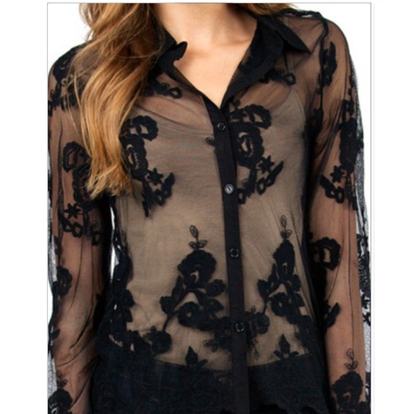 tobi Tops - Sheer Black shirt