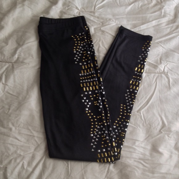 Studded black leggings