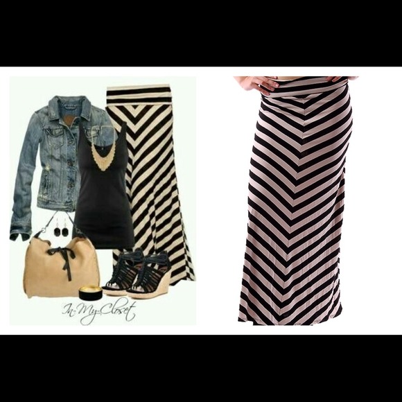 Black Chevron Maxi Skirt