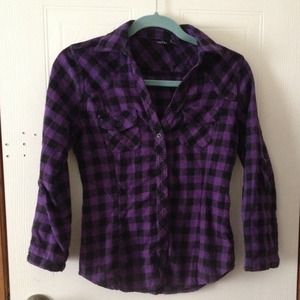 🚫SOLD ON VINTED🚫 Purple and black plaid top