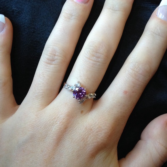 Lab Amethyst & Topaz White Gold Filled Ring