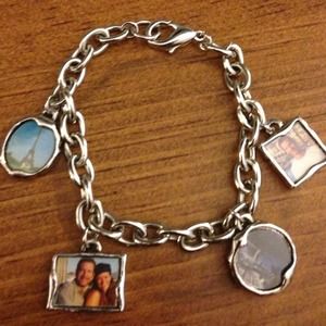 Picture frame silver charm bracelet