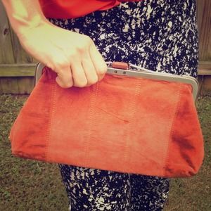 Orange Suede Clutch/cross body
