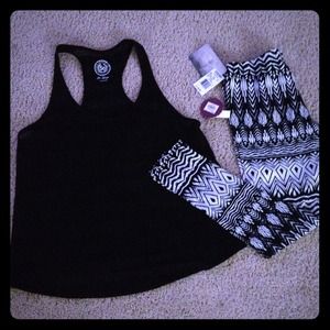 Black mesh tank and tribal legging bundle.