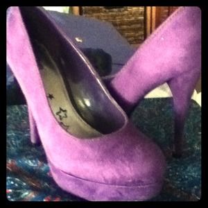 Purple suede heels