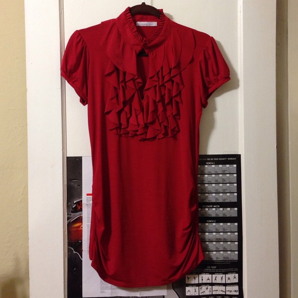 CHARLOTTE RUSSE SKIT RED BLOUSE.